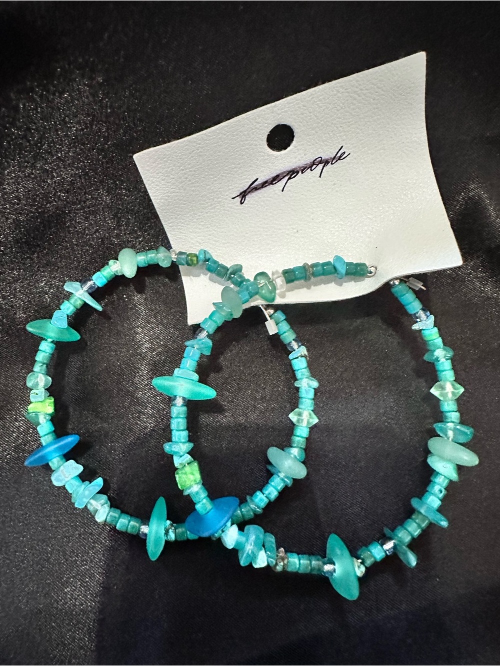 Free people beaded hoop earrings new